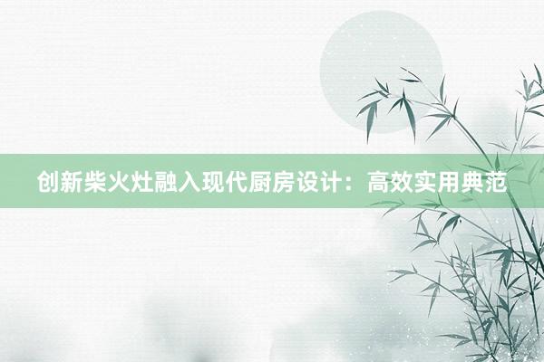 创新柴火灶融入现代厨房设计：高效实用典范